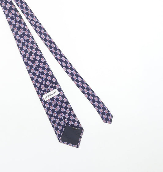 Rochas Men's Blue Geometric Pure Silk Designer Tie One Size