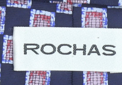 Rochas Men's Blue Geometric Pure Silk Designer Tie One Size