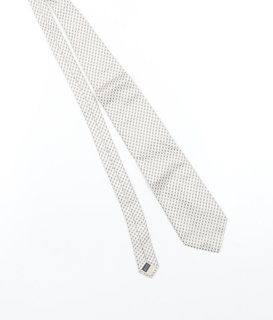 La Corona Men’s Beige Geometric Silk Tie – Designer Woven Style