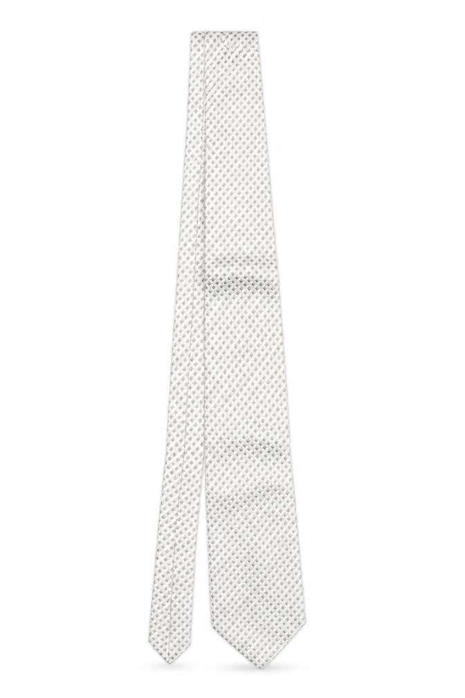 Mens La Corona Beige Geometric 100% Silk Designer Tie