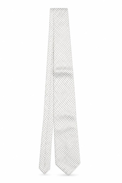 Mens La Corona Beige Geometric 100% Silk Designer Tie