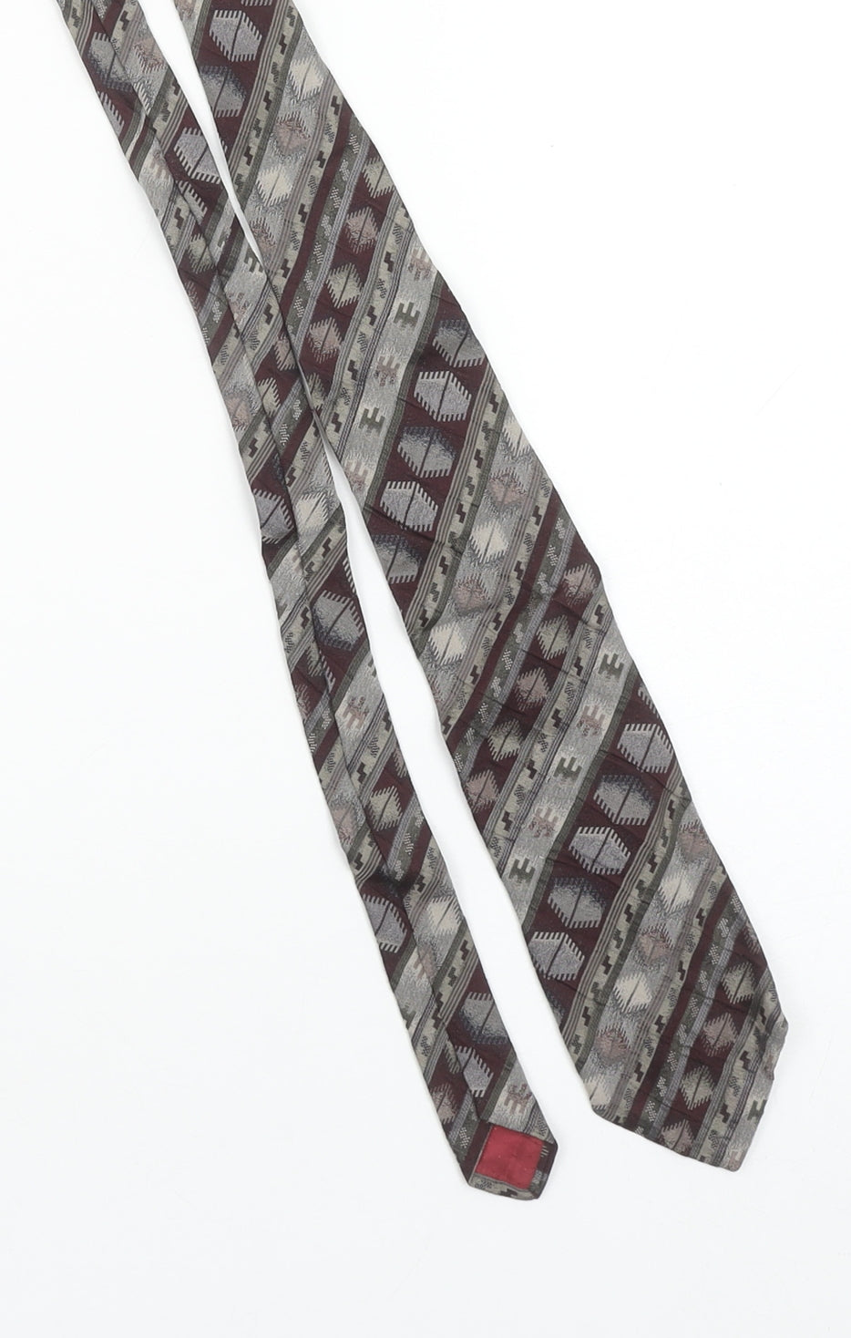 Altea Milano Men's Grey Geometric Designer Silk Tie One Size
