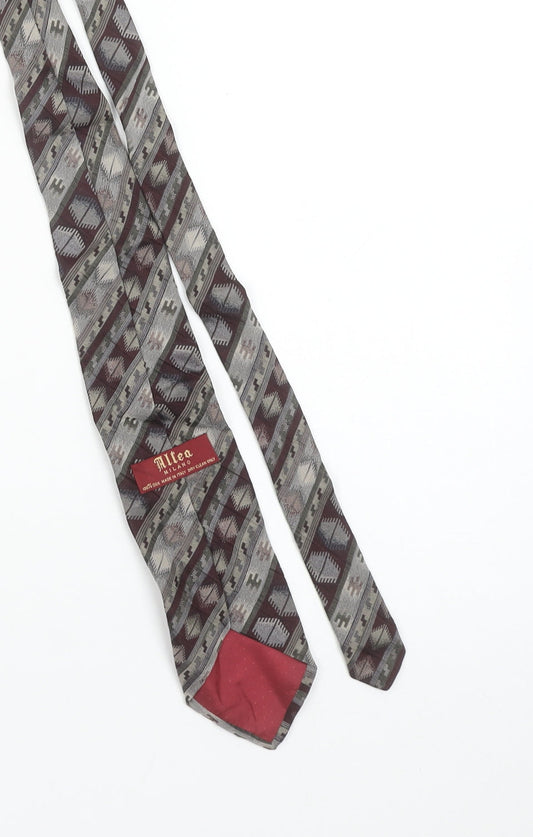 Altea Milano Men's Grey Geometric Designer Silk Tie One Size