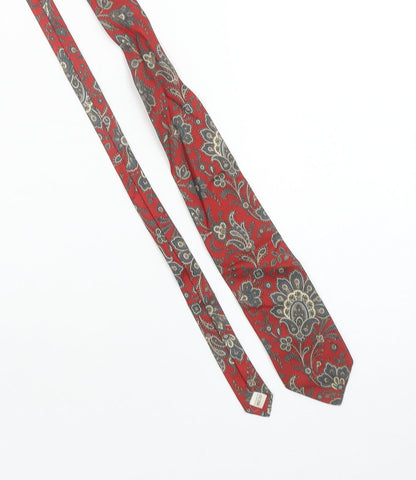Mens Marks and Spencer Red Paisley 100% Silk Pointed Tie