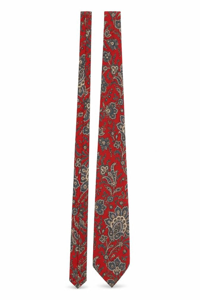Mens Marks and Spencer Red Paisley 100% Silk Pointed Tie