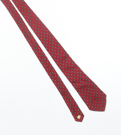 Marks and Spencer Men Red Silk Patterned Tie 176 Slim Style Made in Italy