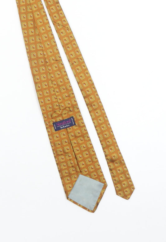 Stralford Tie Rack Men's Bronze Geometric 100% Silk Designer Tie