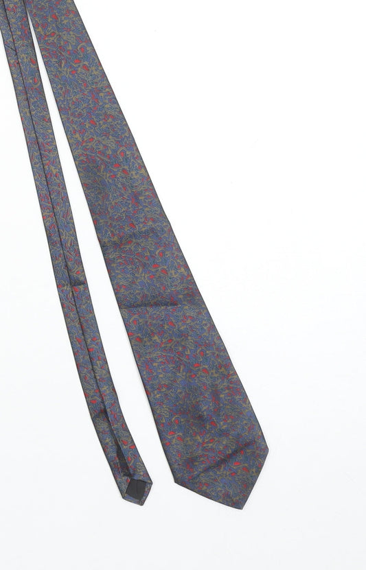 Mens City Gold Blue Paisley 100% Silk Designer Tie