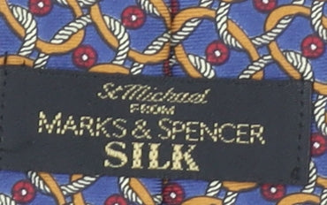 Marks and Spencer St Michael Blue Silk Geometric Men’s Tie One Size