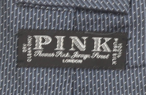 Mens Thomas Pink Grey Geometric 100% Silk Slim Tie