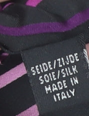 Fellini Men's Black Pink Purple Striped Pure Silk Tie