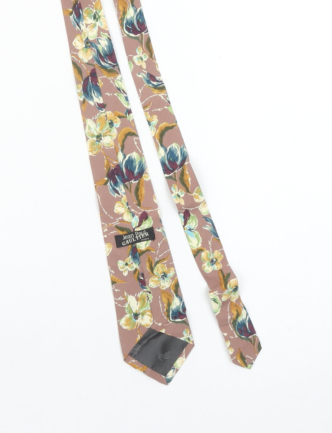 Jean Paul Gaultier Men's Beige Floral Viscose Tie Made in Italy