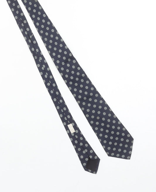 Mens Trevelyan of Jermyn Street Blue Geometric 100% Silk Pointed Tie