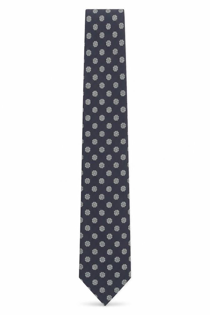 Mens Trevelyan of Jermyn Street Blue Geometric 100% Silk Pointed Tie