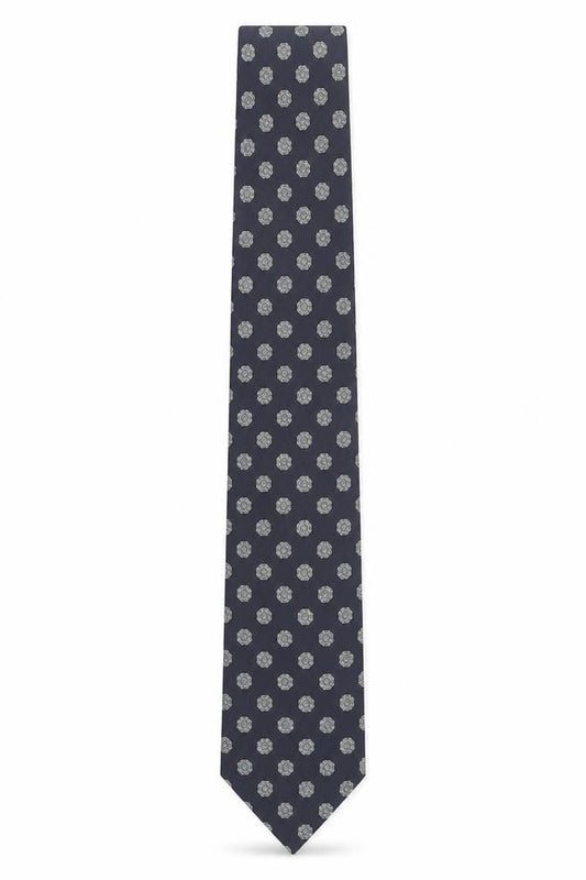 Mens Trevelyan of Jermyn Street Blue Geometric 100% Silk Pointed Tie