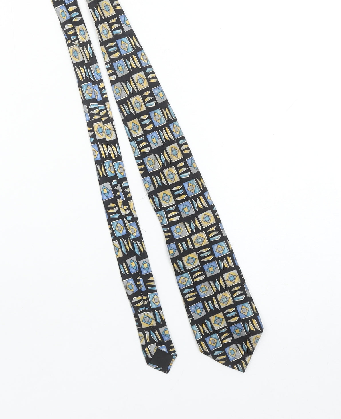 Mens Carnaval De Venise Black Geometric 100% Silk Designer Tie