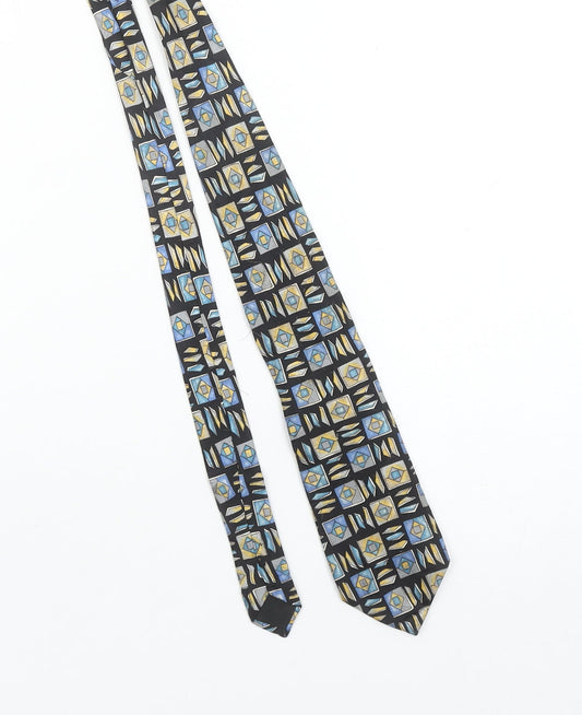 Mens Carnaval De Venise Black Geometric 100% Silk Designer Tie