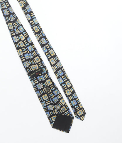 Mens Carnaval De Venise Black Geometric 100% Silk Designer Tie