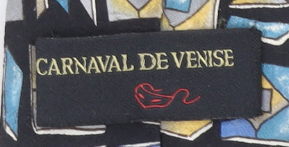 Mens Carnaval De Venise Black Geometric 100% Silk Designer Tie