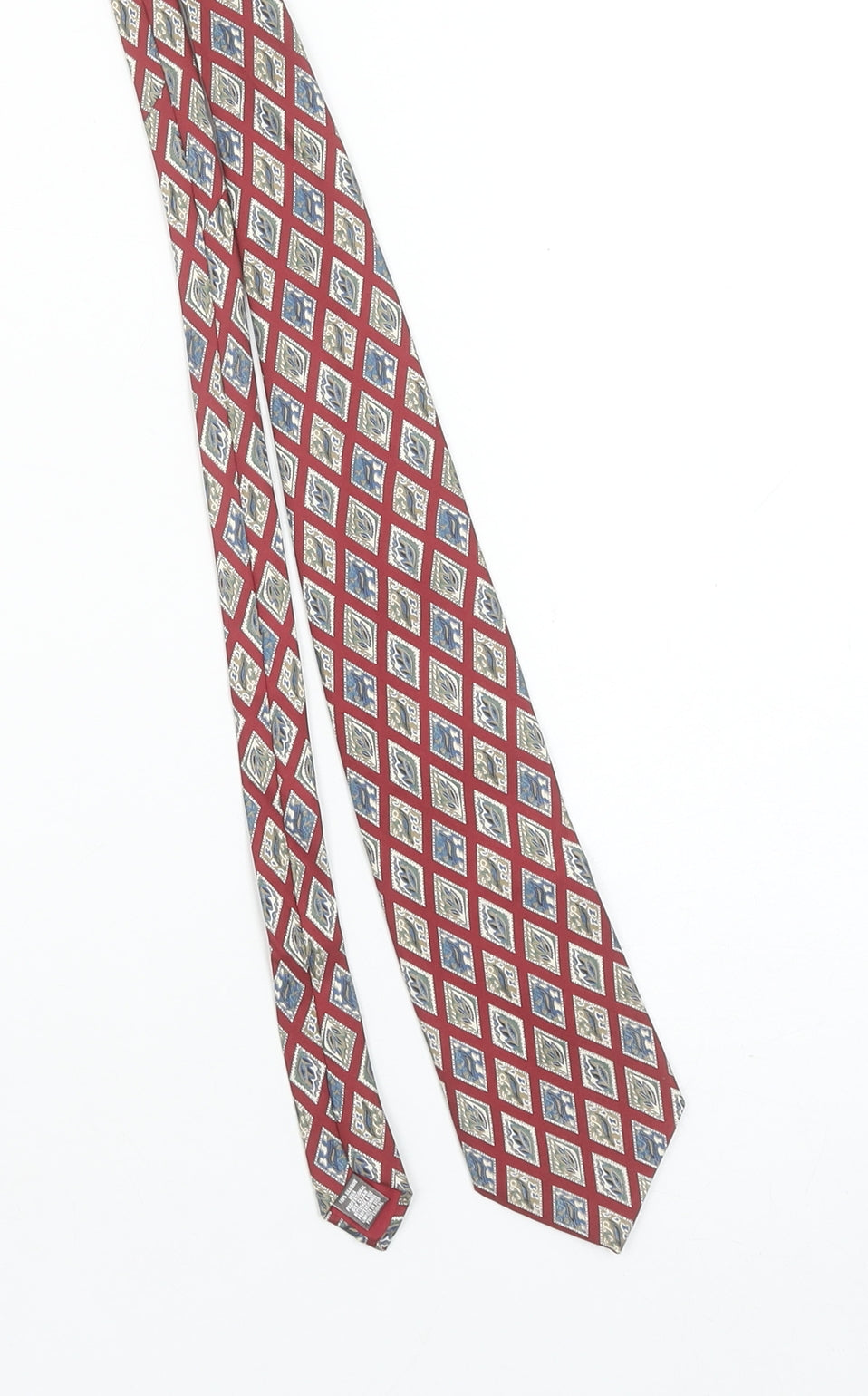 Marks and Spencer St Michael Men's Red Silk Geometric Designer Tie