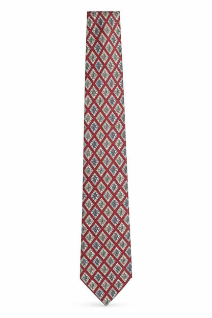 Mens Marks and Spencer Red Geometric 100% Silk Designer Tie