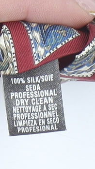 Marks and Spencer St Michael Men's Red Silk Geometric Designer Tie