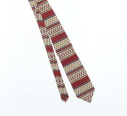 Henry Fox Men's Red Geometric Silk Tie Made in UK Vintage Pointed