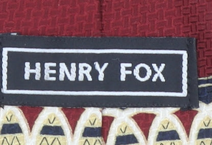 Henry Fox Men's Red Geometric Silk Tie Made in UK Vintage Pointed