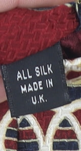 Henry Fox Men's Red Geometric Silk Tie Made in UK Vintage Pointed