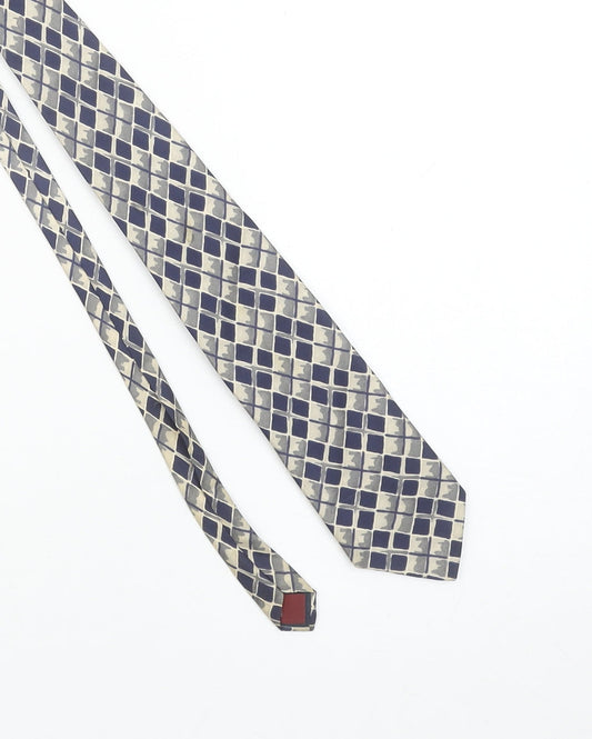 Burton Mens Blue Geometric Pure Silk Tie One Size