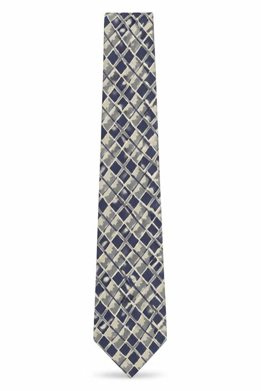 Mens Burton Blue Geometric 100% Silk Pointed Tie