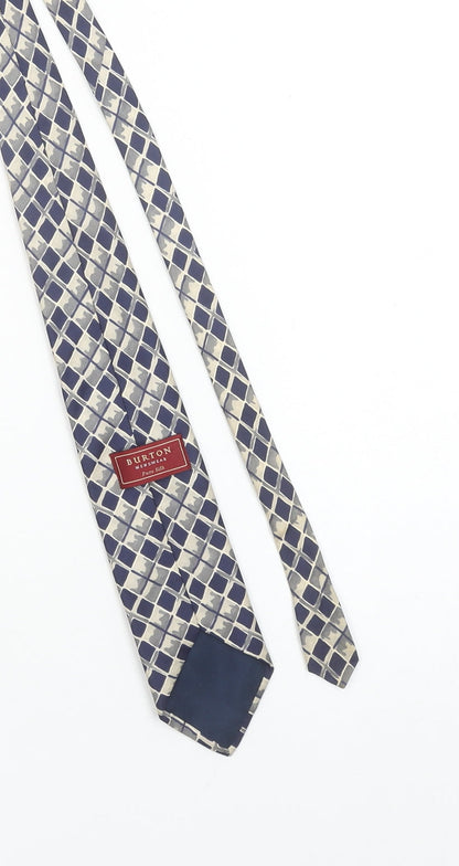 Burton Mens Blue Geometric Pure Silk Tie One Size