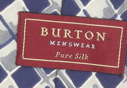 Burton Mens Blue Geometric Pure Silk Tie One Size