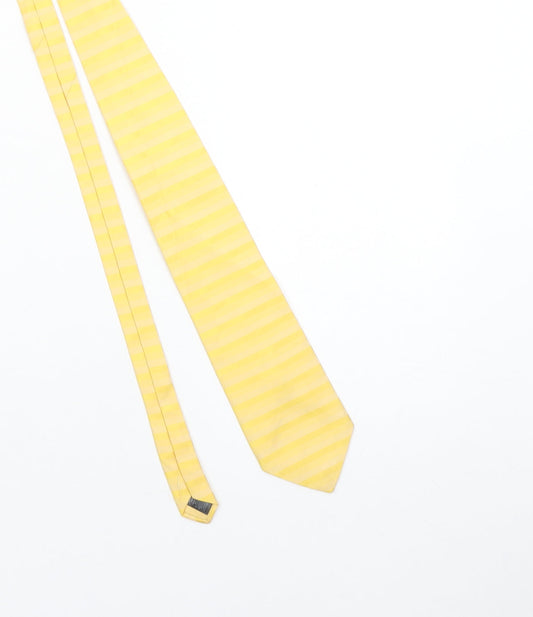 Marks and Spencer Men's Yellow Striped Silk Tie Classic Style 176