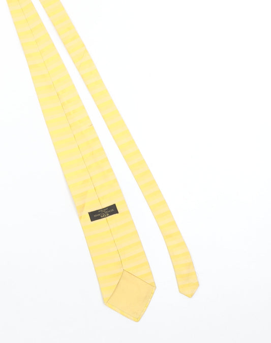 Marks and Spencer Men's Yellow Striped Silk Tie Classic Style 176