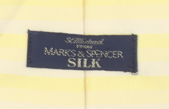 Marks and Spencer Men's Yellow Striped Silk Tie Classic Style 176