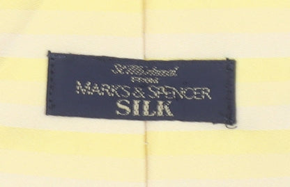 Marks and Spencer Men's Yellow Striped Silk Tie Classic Style 176