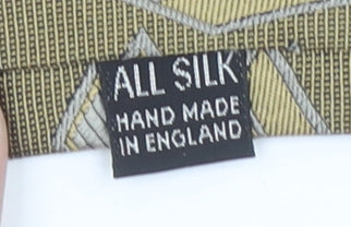 Mens John Harmer Beige Geometric 100% Silk Designer Tie