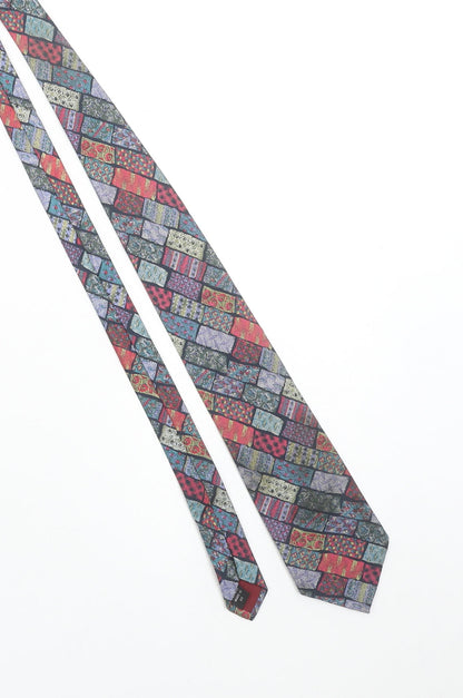 Aquascutum Men’s Multicoloured Pure Silk Geometric Designer Tie One Size