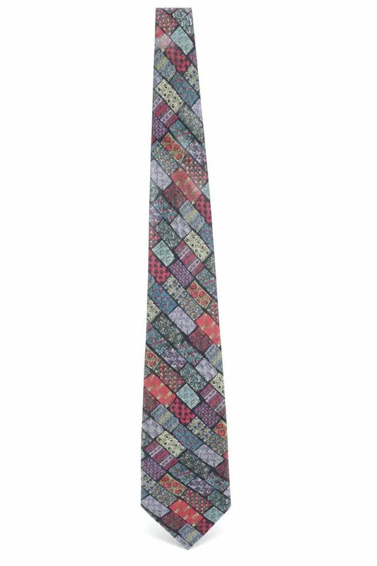 Mens Aquascutum Multicoloured Geometric 100% Silk Designer Tie