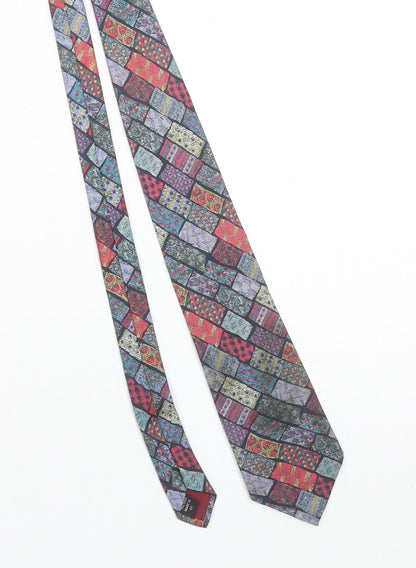 Aquascutum Men’s Multicoloured Pure Silk Geometric Designer Tie One Size