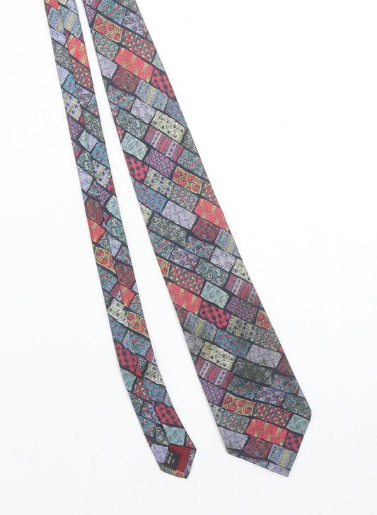 Aquascutum Men’s Multicoloured Pure Silk Geometric Designer Tie One Size