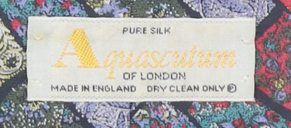 Aquascutum Men’s Multicoloured Pure Silk Geometric Designer Tie One Size