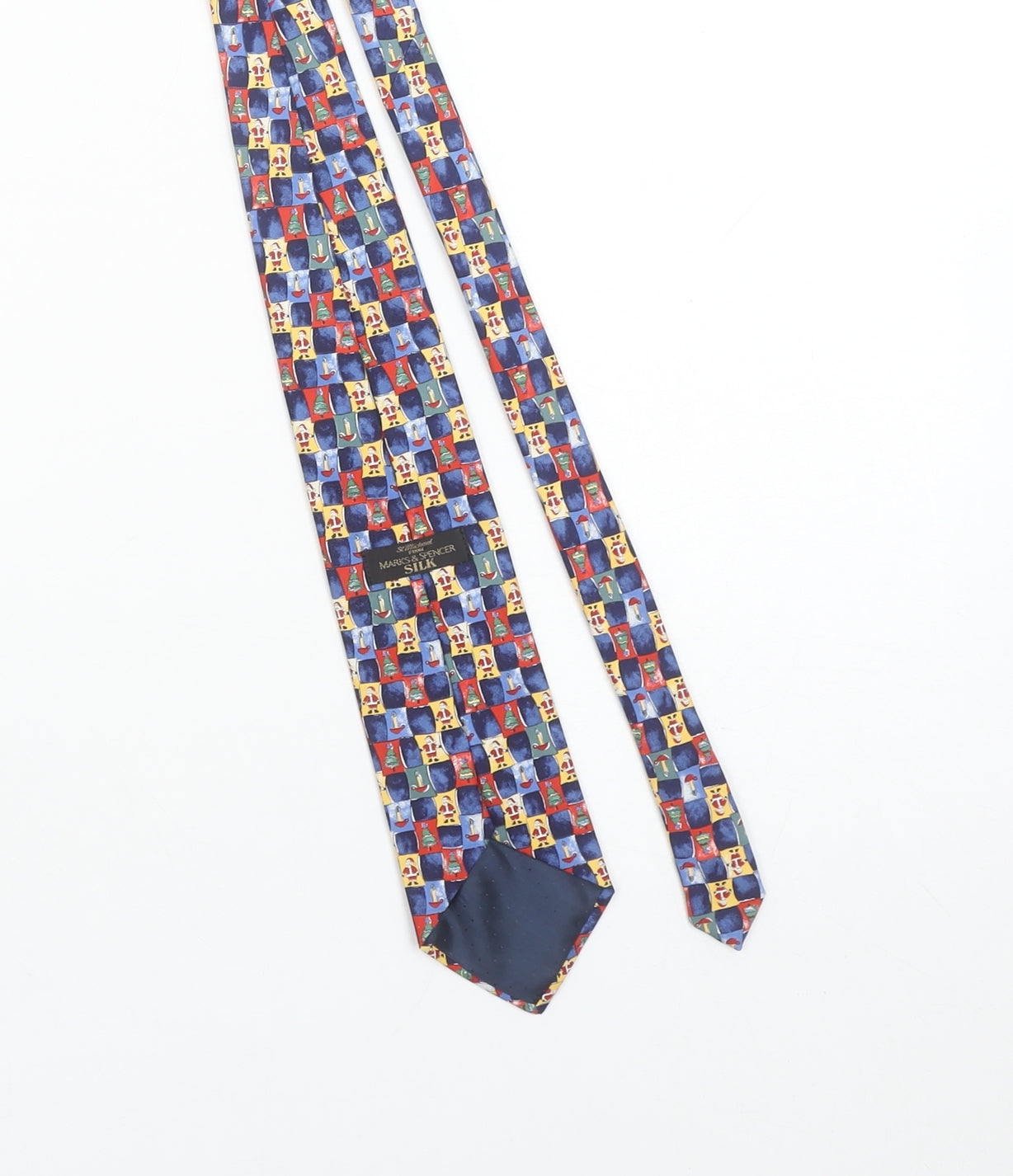 Mens Marks and Spencer Multicoloured Plaids & Checks 100% Silk Classic Tie