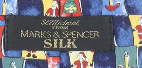 Mens Marks and Spencer Multicoloured Plaids & Checks 100% Silk Classic Tie