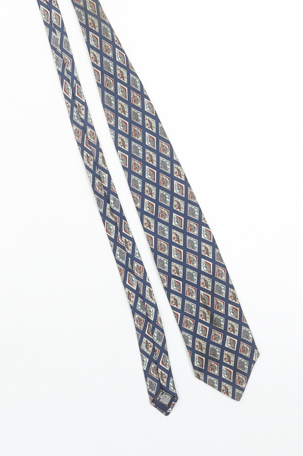 Mens Marks and Spencer Blue Geometric 100% Silk Designer Tie