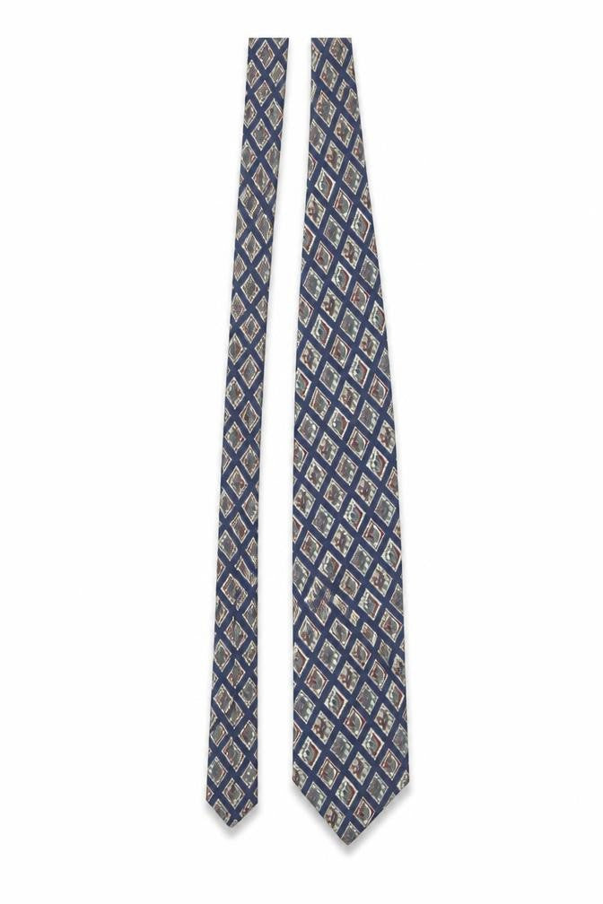 Mens Marks and Spencer Blue Geometric 100% Silk Designer Tie