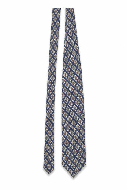 Mens Marks and Spencer Blue Geometric 100% Silk Designer Tie