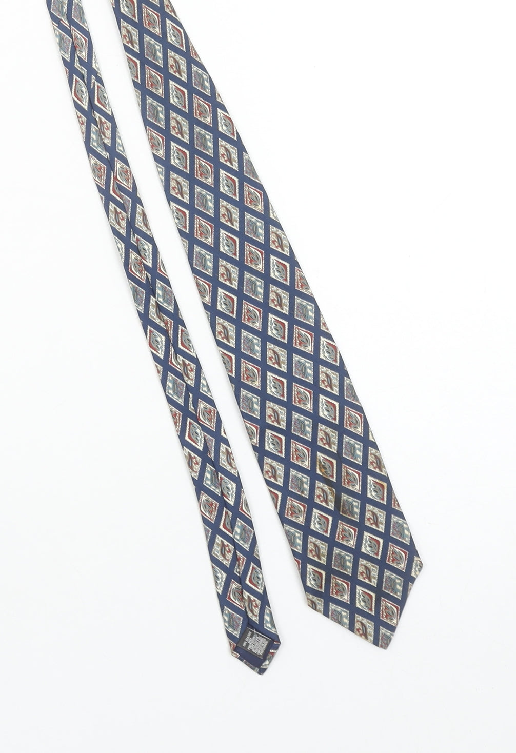 Mens Marks and Spencer Blue Geometric 100% Silk Designer Tie