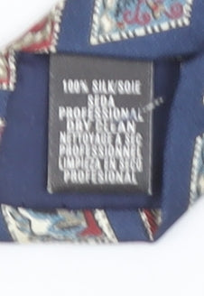 Mens Marks and Spencer Blue Geometric 100% Silk Designer Tie